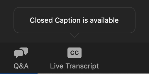 Screenshot showing "Live Transcript" button