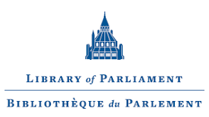 Library of Parliament - Bibliotheque de Parlement with image of library dome for logo. 