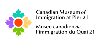 Canadian Museum of Immigration at Pier 21 - Musee canadien de l'immigration du Quai 21 four coloured maple leafs with red centre. 