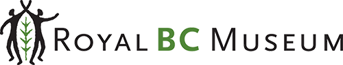Logo for the Royal BC Museum with graphic and text. 